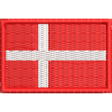 Patch Bordado Mini Bandeira Dinamarca 3x4,5 cm Cód.MBP59