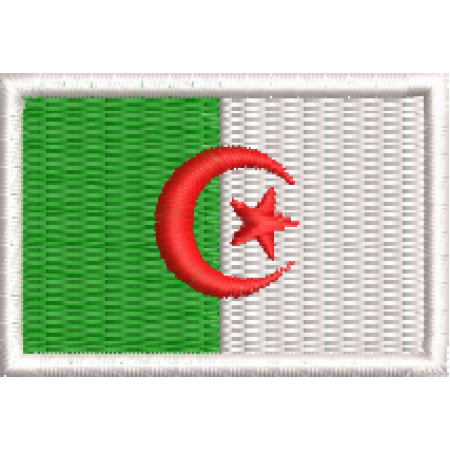 Patch Bordado Mini Bandeira Argélia 3x4,5 cm Cód.MBP66
