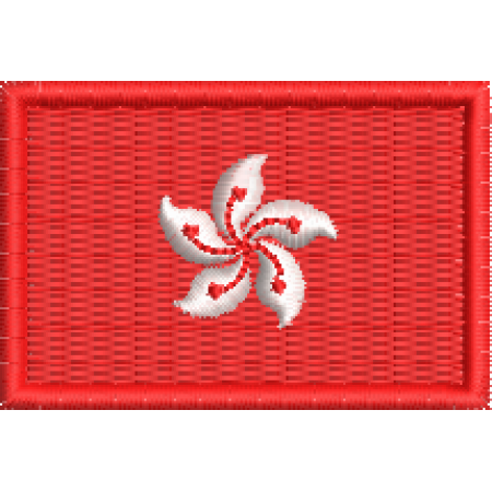 Patch Bordado Mini Bandeira Hong Kong 3x4,5 cm Cód.MBP70