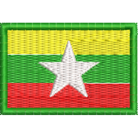 Patch Bordado Mini Bandeira Myanmar 3x4,5cm Cód.MBP162