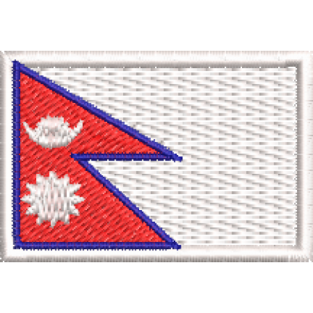 Patch Bordado Mini Bandeira Nepal 3x4,5 cm Cód.MBP149