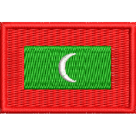Patch Bordado Mini Bandeira Maldivas 3x4,5 cm Cód.MBP211