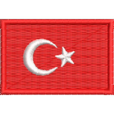 Patch Bordado  Mini Bandeira Turquia 3x4,5 cm Cód.MBP64