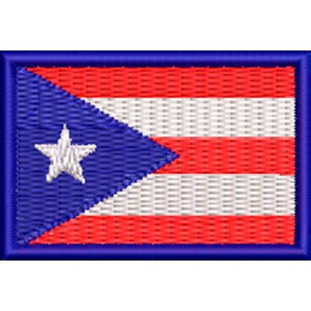 Patch Bordado  Mini Bandeira Porto Rico 3x4,5 cm Cód.MBP135