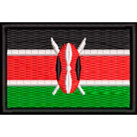 Patch Bordado  Mini Bandeira Quênia 3x4,5 cm Cód.MBP160