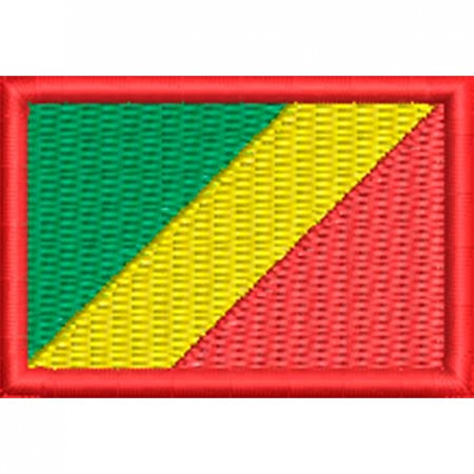 Patch Bordado Mini Bandeira República do Congo 3x4,5 cm Cód.MBP185