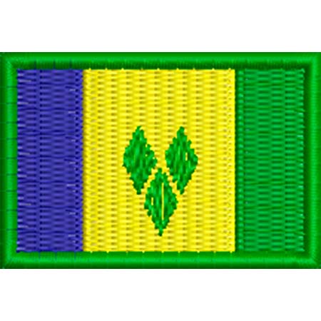 Patch Bordado  Mini Bandeira São Vicente e Granadinas 3x4,5 cm Cód.MBP229