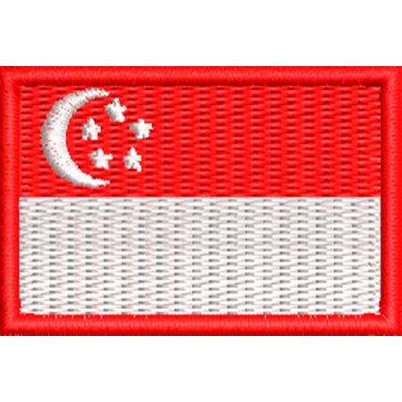 Patch Bordado  Mini Bandeira Singapura 3x4,5 cm Cód.MBP80