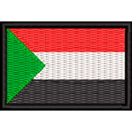Patch Bordado  Mini Bandeira Sudão 3x4,5 cm Cód.MBP236