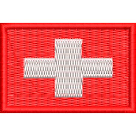 Patch Bordado  Mini Bandeira Suíça 3x4,5 cm Cód.MBP18
