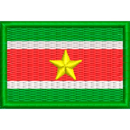Patch Bordado  Mini Bandeira Suriname 3x4,5 cm Cód.MBP115