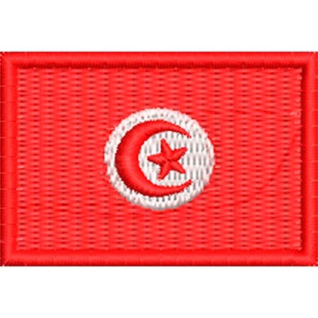 Patch Bordado  Mini Bandeira Tunísia 3x4,5 cm Cód.MBP100