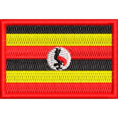 Patch Bordado  Mini Bandeira Uganda 3x4,5 cm Cód.MBP159