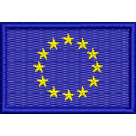 Patch Bordado  Mini Bandeira União Européia 3x4,5 cm Cód.MBP113