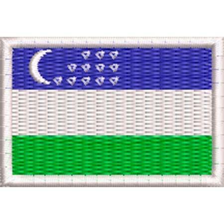 Patch Bordado  Mini Bandeira Uzbequistão 3x4,5 cm Cód.MBP151