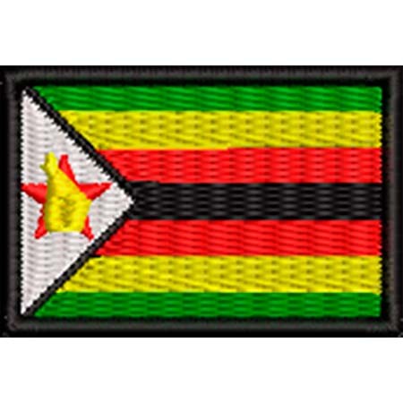 Patch Bordado  Mini Bandeira Zimbabwe 3x4,5 cm Cód.MBP127
