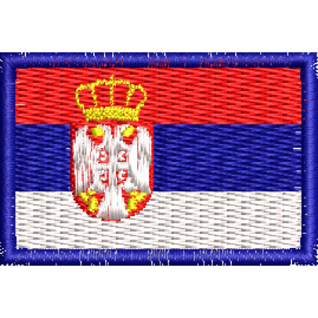Patch Bordado Mini Bandeira Sérvia 3x4,5 cm Cód.MBP166
