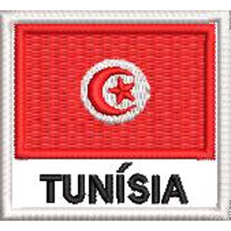 Patch Bordado Bandeira Tunísia 4,5x5 cm Cód.BDN100