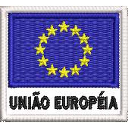 Patch Bordado Bandeira União Europeia 4,5x5 cm Cód.BDN113
