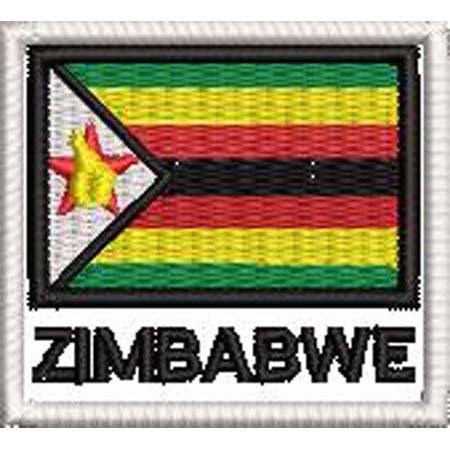 Patch Bordado Bandeira Zimbabwe 4,5x5 cm Cód.BDN127