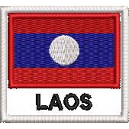 Patch Bordado Bandeira Laos 4,5x5 cm Cód.BDN130