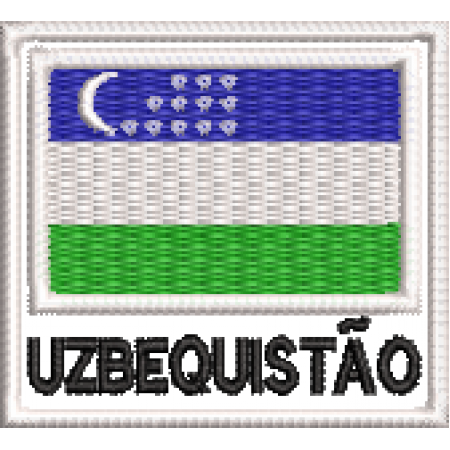 Patch Bordado Bandeira Uzbequistão 4,5x5 cm Cód.BDN151