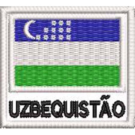Patch Bordado Bandeira Uzbequistão 4,5x5 cm Cód.BDN151