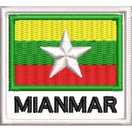 Patch Bordado Bandeira Mianmar 4,5x5 cm Cód.BDN162