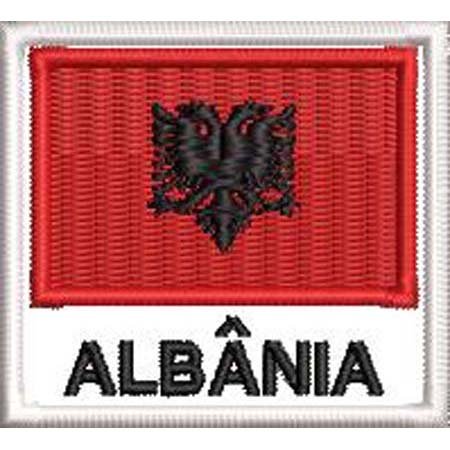 Patch Bordado Bandeira Albânia 4,5x5cm Cód.BDN167