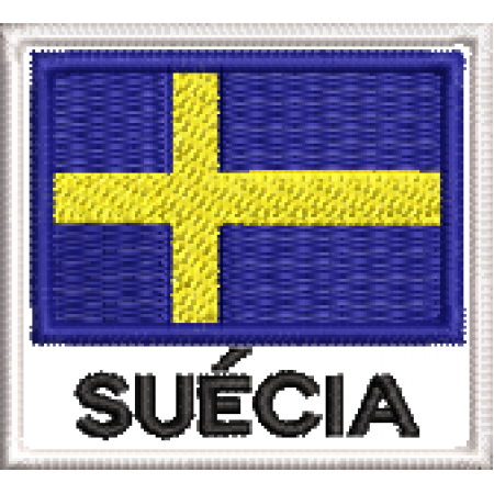 Patch Bordado Bandeira Suécia 4,5x5 cm Cód.BDN17