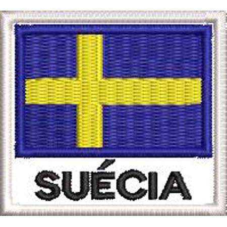 Patch Bordado Bandeira Suécia 4,5x5 cm Cód.BDN17