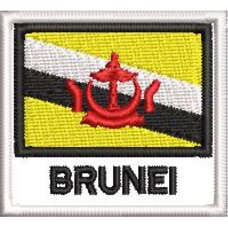 Patch Bordado bandeira Brunei 4,5x5 cm Cód.BDN175