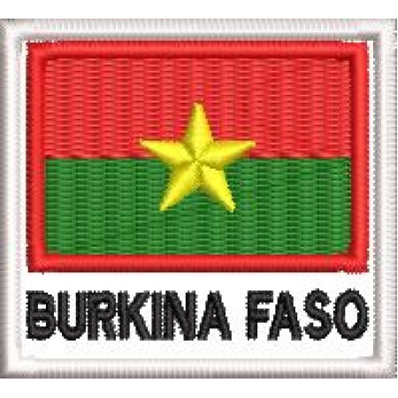 Patch Bordado bandeira Burkina Faso 4,5x5 cm Cód.BDN177