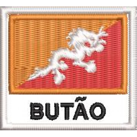 Patch Bordado bandeira Butão 4,5x5 cm Cód.BDN179
