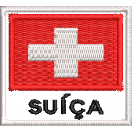 Patch Bordado Bandeira Suíça 4,5x5 cm Cód.BDN18
