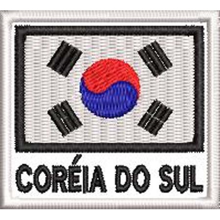 Patch Bordado Bandeira Coréia do Sul 4,5x5 cm Cód.BDN20