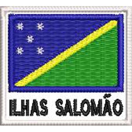 Patch Bordado Bandeira Ilhas Salomão 4,5x5 cm Cód.BDN202