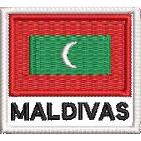 Patch Bordado Bandeira Maldivas 4,5x5 cm Cód.BDN211
