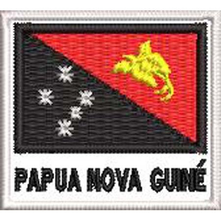 Patch Bordado Bandeira Papua Nova Guiné 4,5x5 cm Cód.BDN220