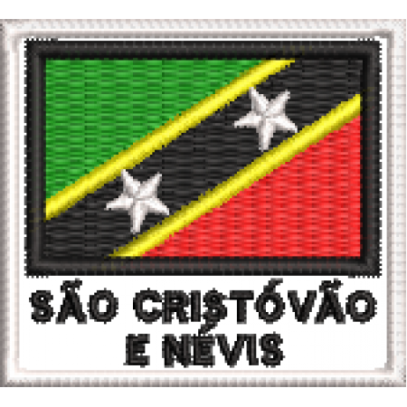 Patch Bordado Bandeira São Cristovão e Nevis 4,5x5 cm Cód.BDN228