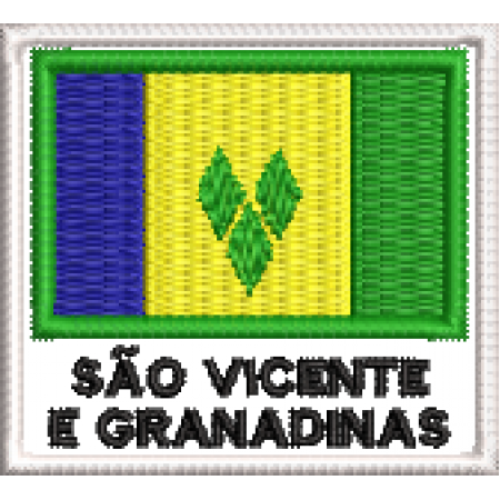 Patch Bordado Bandeira São Vicente e Granadinas 4,5x5 cm Cód.BDN229