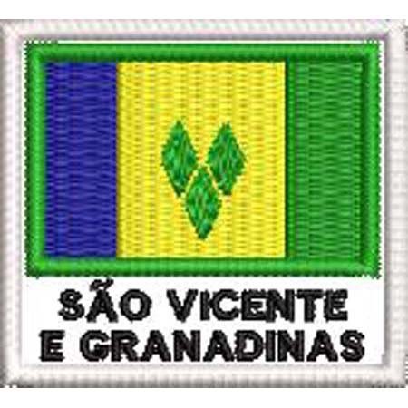 Patch Bordado Bandeira São Vicente e Granadinas 4,5x5 cm Cód.BDN229