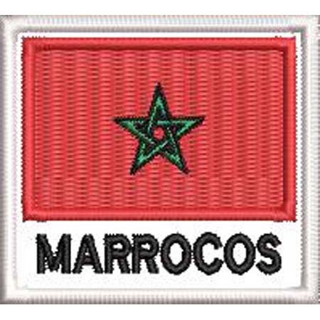 Patch Bordado Bandeira Marrocos 4,5x5 cm Cód.BDN32