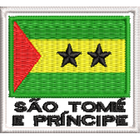Patch Bordado Bandeira São Tomé e Príncipe 4,5x5 cm Cód.BDN35