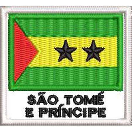 Patch Bordado Bandeira São Tomé e Príncipe 4,5x5 cm Cód.BDN35