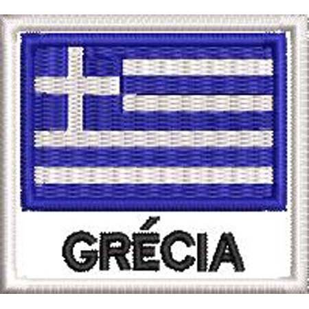 Patch Bordado Bandeira Grécia 4,5x5 cm Cód.BDN53
