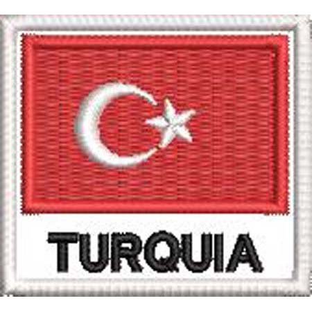 Patch Bordado Bandeira Turquia 4,5x5 cm Cód.BDN64