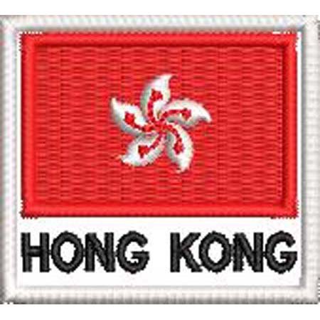 Patch Bordado Bandeira Hong Kong 4,5x5 cm Cód.BDN70