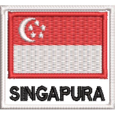 Patch Bordado Bandeira Singapura 4,5x5 cm Cód.BDN80