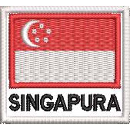 Patch Bordado Bandeira Singapura 4,5x5 cm Cód.BDN80